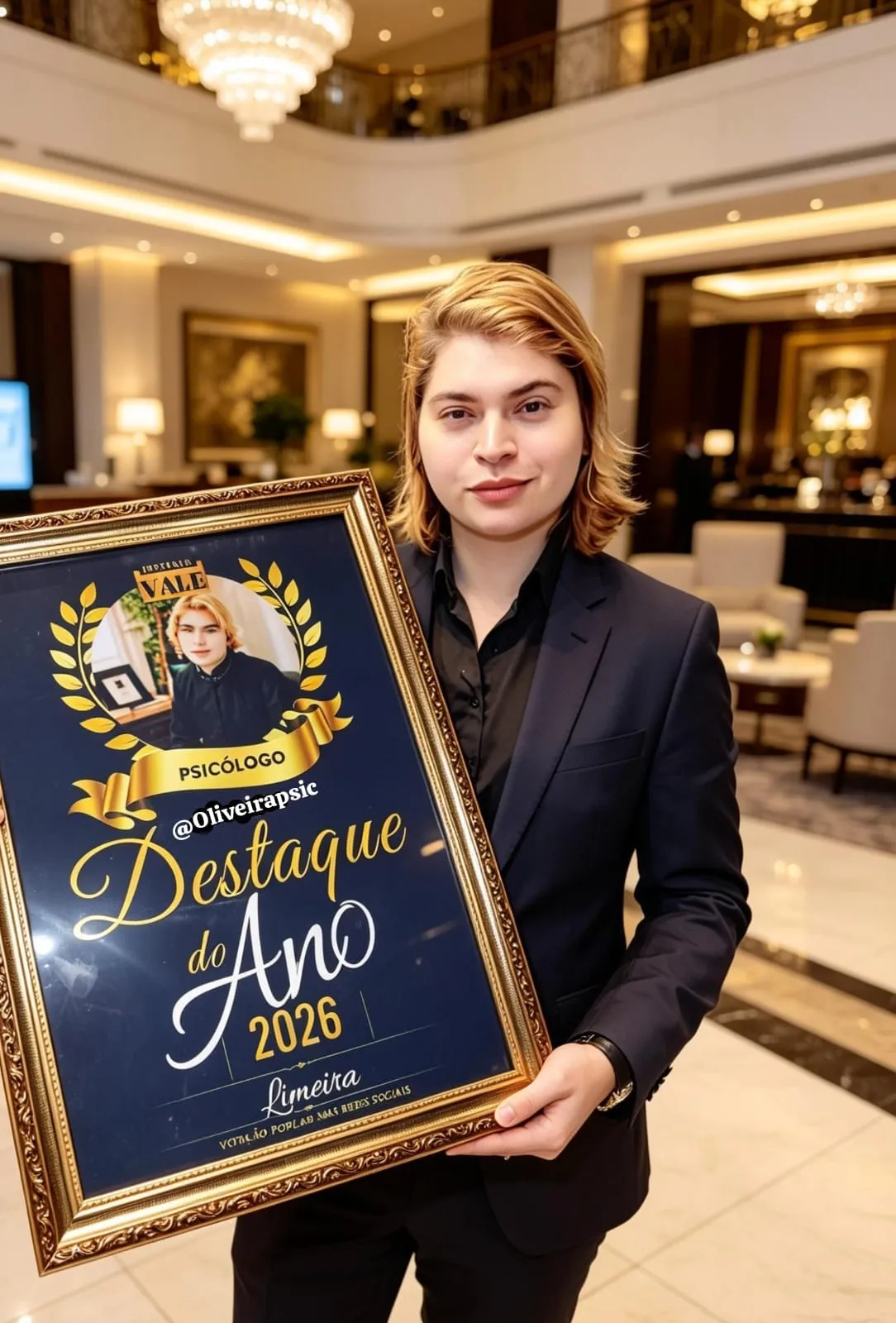 Paulo Victor, psicólogo clínico, recebendo premiação como Melhor Psicólogo de Limeira